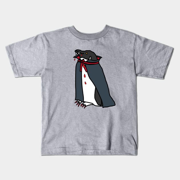 Halloween Horror Vampire Penguin Kids T-Shirt by ellenhenryart